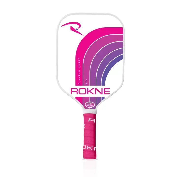 Rokne Curve Classic Ace Candy Pickleball Paddle with Pink and Purple Design