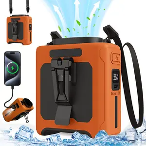 10000mAh Waist Fan Three-in-One Multifunctional Electric Fan for Blowing Air Lighting Power Supply Fast Cooling Fan with Hanging Rope USB Charging 5 Speed Adjustments LED Digital Display Screen Suitable for Outdoor Workplaces Hiking Camping