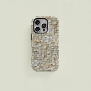 Luxury Mosaic Tile Texture Dual Layer Case, Scratch-Resistant Tpu Material, Shockproof & Anti-Fingerprint Design Cover for iPhone & Samsung Phones, Tpu Cellphone Casing