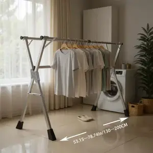 Foldable Metal Clothes Drying Rack, Adjustable Three Rod, with Space-Saving Storage, for Indoor And Outdoor Use, for Clothes, Blankets And Bedding, Drying Racks, Mother's Day, Drying Racks