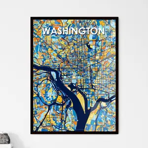 Vibrant Art Map Of Washington Dc Unique Gift Stunning Wall Decor For Home Office Interior Design