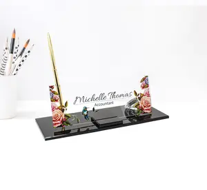 Personalized teacher name sign, personalized desk sign, personalized small signs, school desk signs, dorm room signs, clock with pen