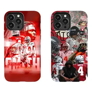 Jeremiah Smith Ohio State 4-Element Football Athlete Game Day Fan Art Phone Case, Trendy Tough Rubber Casing for Cellphone Devices, Heavy-Duty Shockproof Protective Accessories for iPhone 17 Pro Max 16 Air 15 14 13 12 11