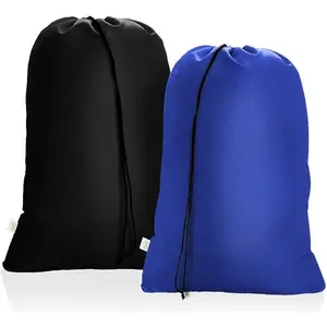 2 Pack Heavy Duty Large Laundry Bag 28x45 Inch Extra Hamper Bag Dirty Clothes Organizer Drawstring Cloth Laundry Bag for Travel Camp Home College Dorm Black