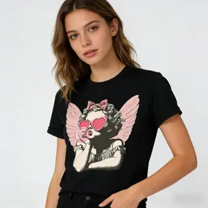 Graphic Tee Retro Cupid Valentine Day Cute Vintage Cupid Blowing Bubble T-Shirt