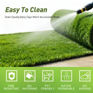 Artificial Grass Synthetic Lawn Turf 7 FT x 15 FT Realistic Thick Deluxe High Density 105 Sq Ft for Backyard Patio Pet Area Outdoor Living Home Improvement DIY Garden Decor Landscape Aesthetic Grass Rug Low Maintenance
