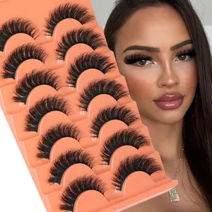 Focipeysa Fluffy Volume False Eyelashes Cat Eye Lashes Thick Fake Eyelashes Dramatic Faux Mink Eyelashes 9D Eyelashes 16Mm Eyelashes Pack 7 Pairs Lash Pack Focipeysa
