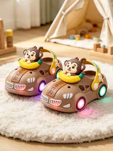 Summer Kids Cartoon Banana Monkey Slippers, Unisex Glowing Car Style, Non-Slip Soft Sole, Cute PVC Material, Less Than Ankle Height