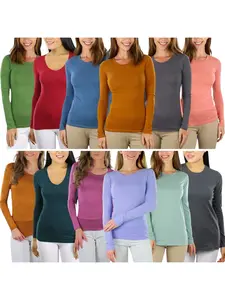 ToBeInStyle Women's Single Or Multi-Pack Of Comfy Long Sleeve Casual Assorted Tee Tops T-Shirts