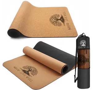 MHW LIVE WELL Cork Yoga Mat 6mm Thick Eco-Friendly Non-Slip TPE Mat for Hot Yoga Pilates & Workouts Sweat & Odor Resistant Extra Comfort
