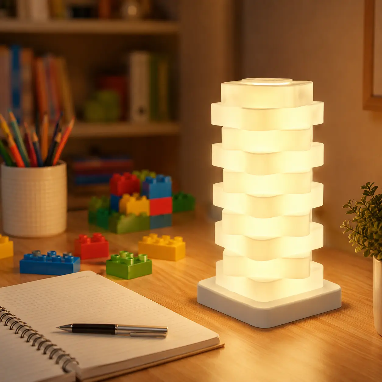 DIY Stackable Building Block RGB Desk Light with Bluetooth Speaker, Creative Modular Table Lamp for Gaming Setup, Remote & APP Control Room Aesthetic Night Light