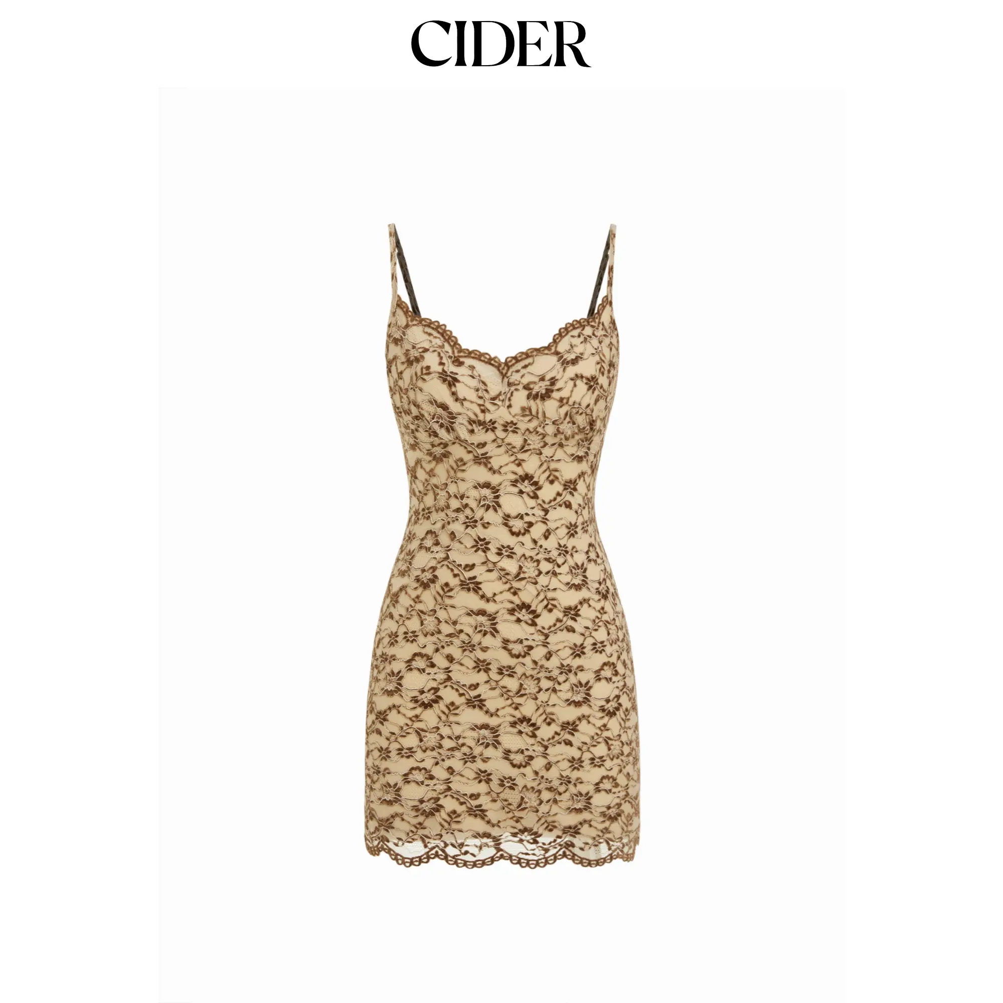 Cider Lace Flocking Sweetheart Bodycon Mini Dress