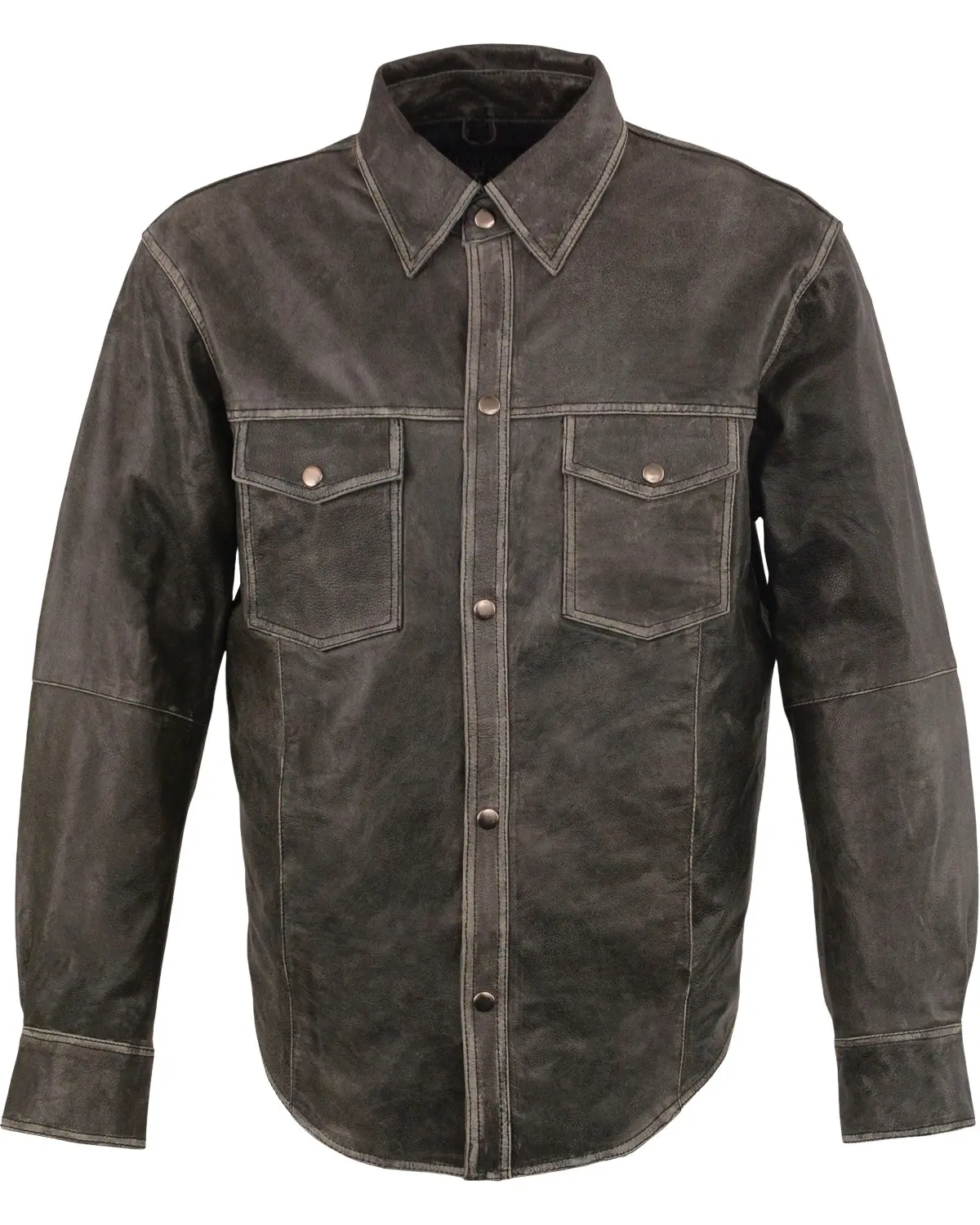 Milwaukee Leather Men's Men'S Lightweight Long Sleeve Western Shirt - Mlm1605-Distressed Gry