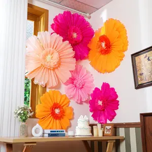 Giegxin 6 Pcs 31.5", 24" Orange Giant Paper Flower Rose Red Large Tissue Paper Flower for Wall Big Colorful Floral Decorations for Wall Wedding Bridal Shower Baby Shower Mexican Fiesta Crepe Birthday