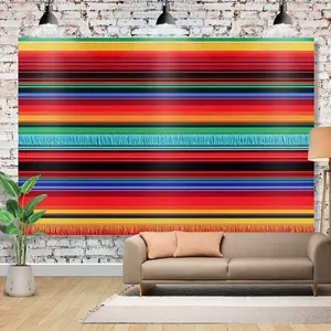 Mexican Party Tapestry Polyester Backdrop for Indoor Celebration & Studio Photography Fiesta Wall Decor decorative home decoration hanging holiday Personalized lightweight wall hanging