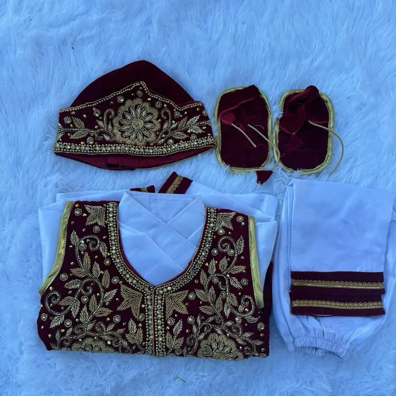 Nepali Traditional Pasni Set Heavy Hand Work Beautiful Suits with Embroidered Vest and Matching Hat