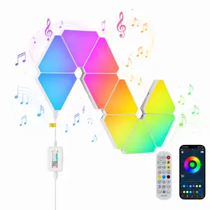RGB Triangle LED Wall Panels, Bluetooth Wall Lights with APP & Remote Control, Music Sync DIY Splicing 16 Million Colors for Gaming Bedroom Living Room Decor (10 PCS Bluetooth)
