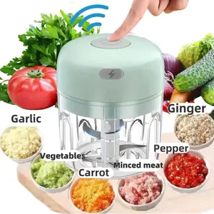 Electric Garlic Chopper, USB Rechargeable Mini Portable Vegetable Chopper, Multi-Functional Durable Grinder, Wireless Food Processor for Kitchen