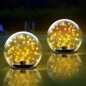 2-Pack Solar Floating Pool Light Balls Outdoor IP66 Water-Resistant Solar Powered Flickering Lights for Swimming Pool Pond Garden Party Decor