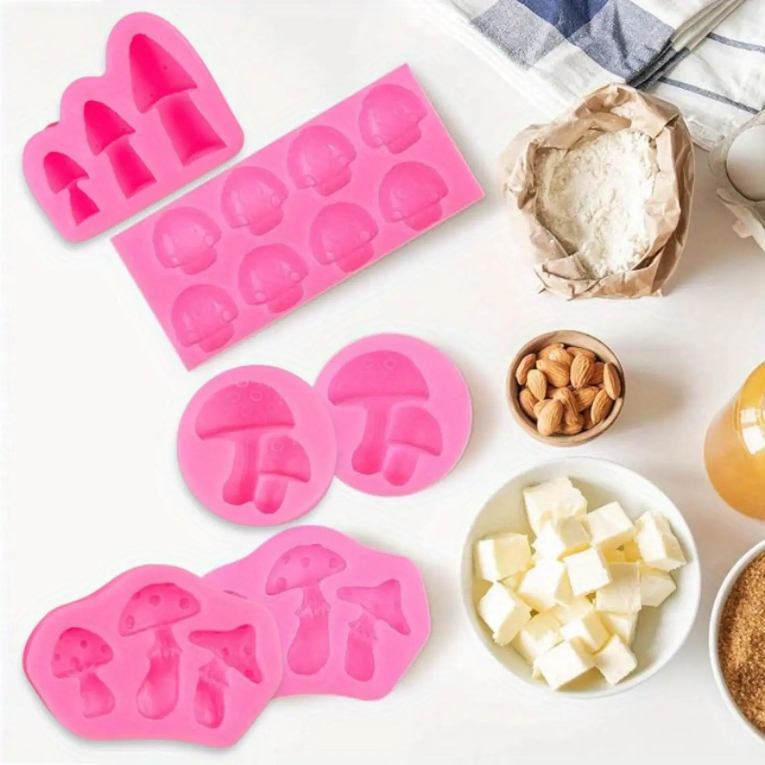 6 Pcs Mushroom Chocolate Molds, Mushroom Shaped Silicone Molds, Cute Candy Vegetable Fondant Molds, Cake Candy Chocolate Polymer Clay, Gummy, Crafting Projects Cupcake Topper Decor