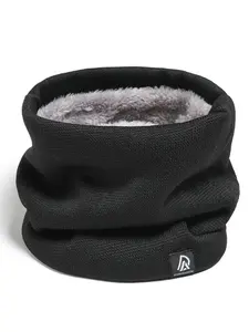 Unisex Fall Winter Windproof Knit Scarf, Thick Fleece Lined Neck Warmer, Casual Outdoor Cycling Skiing Accessory