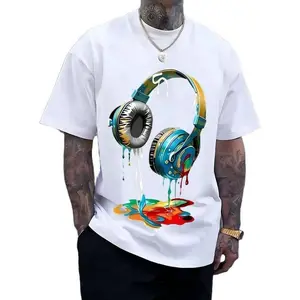 Headphone Graphic Tee, Casual Streetwear, Navy Blue Graphic Shirt, Unisex Trendy T-Shirt, Summer Fashion Top, TikTok Trending, Music Lover Shirt, Machine Washable Tee, , Everyday Wear