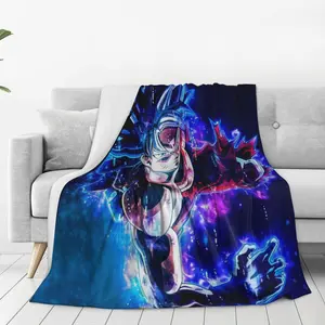 Goku Saiyan Flannel Blanket Ultra Soft Plush Sofa Throw Lightweight Bed Blanket Travel Camping Warm Printed Battle Ready Hero Design Ideal For Fans Seeking Comfortable Stylish Decor