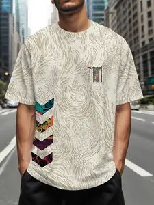 Men's fashion casual short-sleeve, hummel streamline arrow short-sleeve T-shirt, printed T-shirt, round-neck comfortable and stylish T-shirt top, suitable for daily outings, parties, gatherings and as a casual T-shirt gift for others