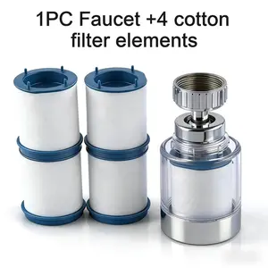 1 PC Faucet Equipped with 4 Replaceable Filter Cartridge, Splash-Resistant Faucet Spout with a Filter, Rotary Water Filter Extension for Faucets, Water Purification System for Kitchen And Bathroom