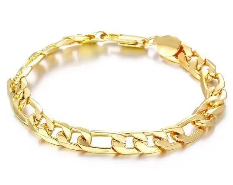 Mens 18K Gold Plated Cuban Link Lobster Clasp Bracelet 8mm 8" inches