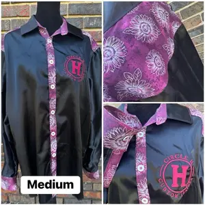 Circle H Custom Leather Rodeo Shirt for Women - Comfortable Fit, Stylish Design, Long Sleeve, Red and White Pattern - Top, Womenswear, Blouse
