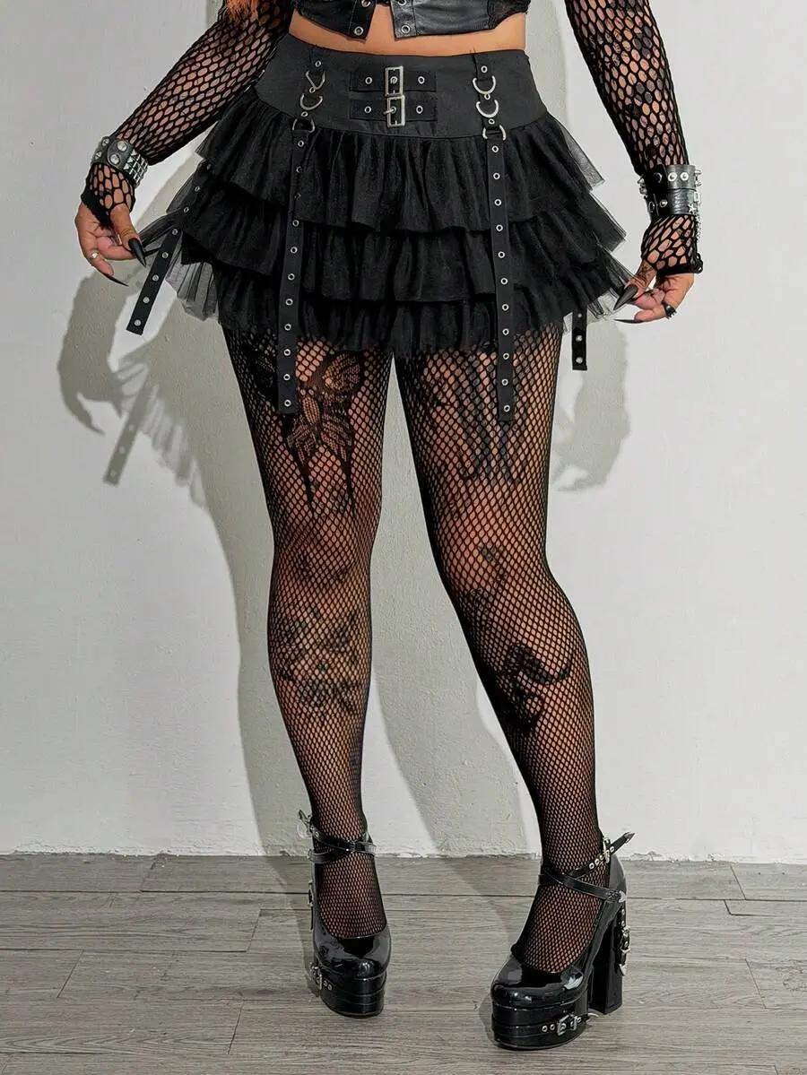 [FREE SHIPPING] Plus Size Women's Sexy Country And Western Sheer Fishnet Leggings For Summer Concert Black