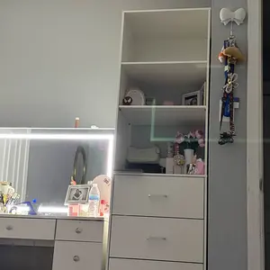 Cyclysio 21.3" W Freestanding Closet System with 4 Storage Drawers and Adjustable Shelves, Wooden Walk-in Closet Organizer Tall Wardrobe Storage Unit