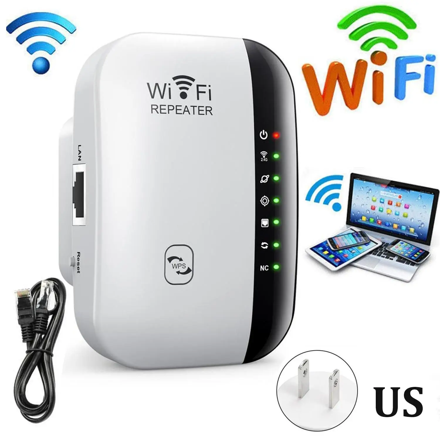300Mbps Wi-Fi Signal Enhancer, 2.4GHz Wireless Signal Repeater, Home Wi-Fi Signal Enhancer, Home Office Coverage Extender