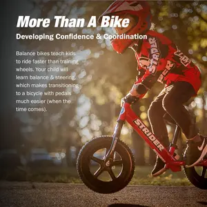 Strider 12" Sport Bike - No Pedal Balance Bicycle for Kids 1 to 4 Years - Includes Safety Pad, Padded Seat, Mini Grips & Flat-Free Tires - Tool-Free Assembly & Adjustments