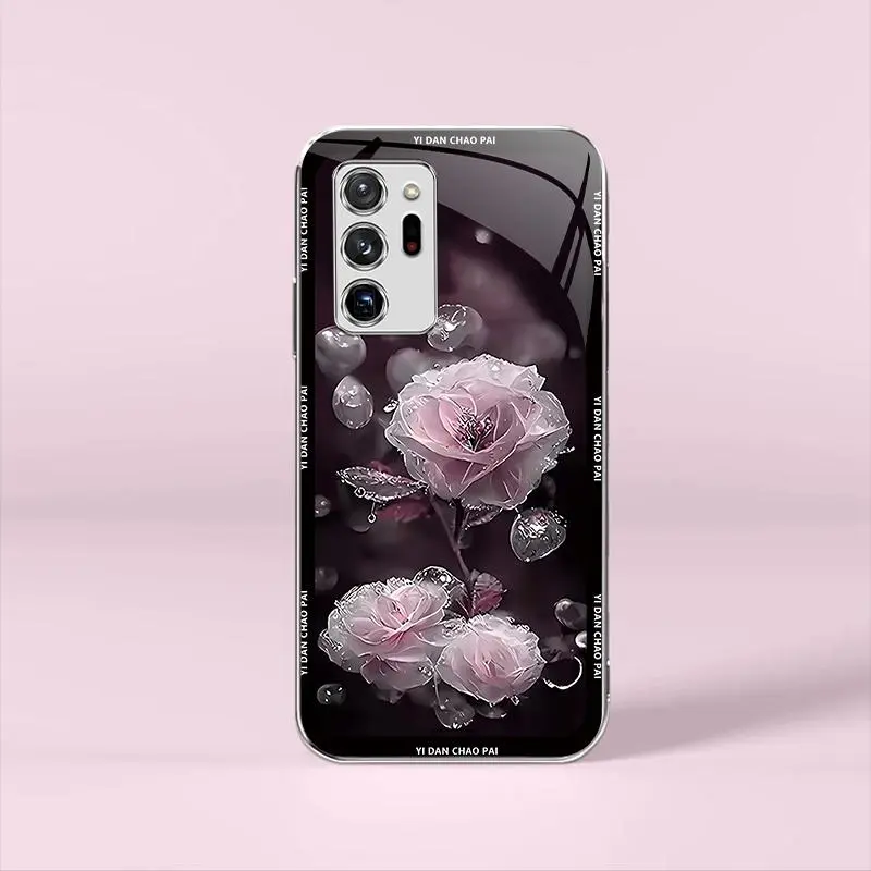 Night Dew Flower for【Galaxy Note20 Ultra 5g】Elegant Electroplating Glass Case--975