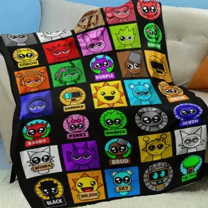 Cartoon Sprunki game pattern ultra-soft flannel blanket, suitable for all seasons, perfect as a birthday/anniversary/holiday gift - multi-purpose
