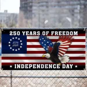 250 Years of Freedom America Banner, We The People Patriotic Fence Banner 1776–2026, USA 250th Anniversary Outdoor Banner, American Independence Celebration Flag, Patriotic Decor Banner For Yard Fence