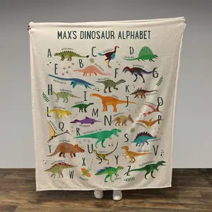 Personalized Klds Dinosaur Alphabet Blanket, Boy Blanket, Babi Blanket, Personalized Gift, Gift for Babi and Toddlers