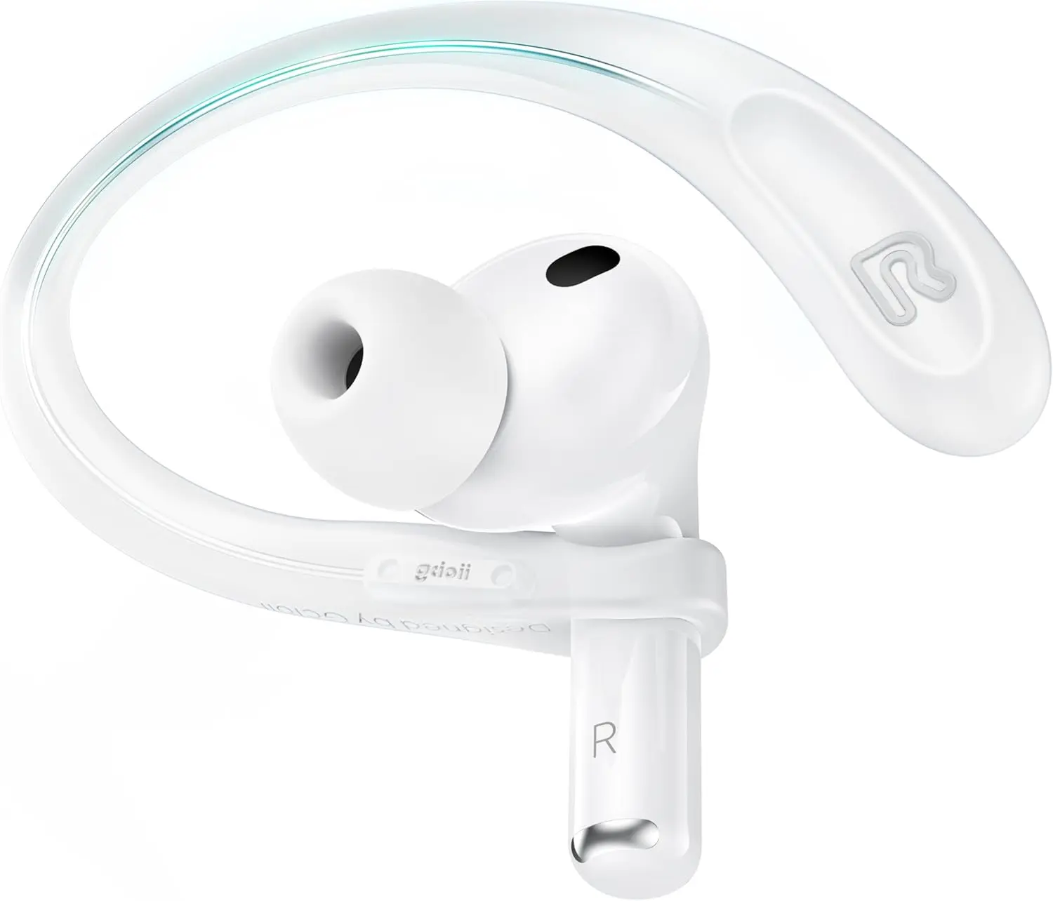 Gcioii Durable Memory Titanium Alloy Ear Hooks with Silicone Anti-Lost Lanyard - Easy-to-Install In-Ear AirPods Accessories, Backed by Gcioii Guarantee, Sweatproof Anti-Slip for Pro 3 (2025)/Pro 2/Pro 1 & 4/3, Secure Comfortable Fit, White