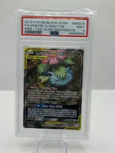 2019 Pokemon SM Black Star Promo Tag Team SM229 FA/Venusaur & Snivy GX PSA 9