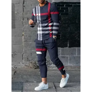 Digital Printing Loose Casual Temperament Men's Long-sleeved Trousers Clothes Cotton Fabric tracksuit set clothing sport fitness apparel