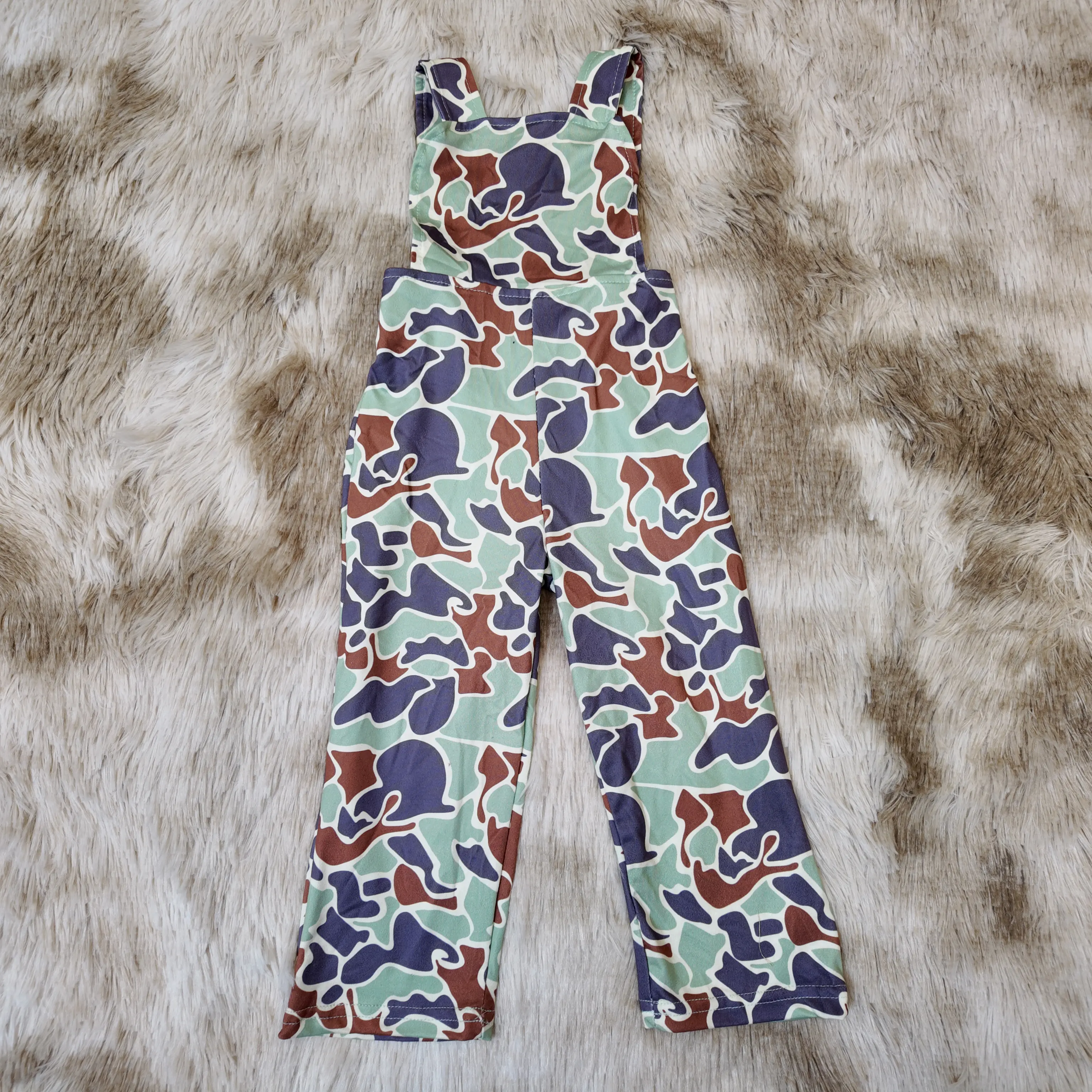 Straps camouflage printed one piece jumpsuit baby boy romper