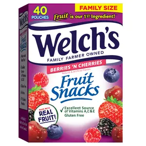 Welch's Fruit Snacks, Berries 'N Cherries, Bulk Pack, Individual Single Serve Bags, 0.8 oz (Pack of 40)
