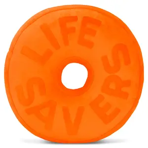 iscream Life Savers Candy Shaped Embossed Fleece Pillow - Orange 11.5"