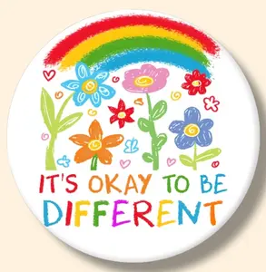 It's Ok to be Different Magnet or Button 2.25 Inch Metal Round Decor for Fridge, Locker, or Backpacks Decorative