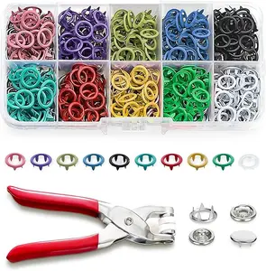 [SpringGlowUp] HEBEMAT Including 800 Pieces Invisible Buckle, 200 Sets Metal Snap Buttons with Fastener Pliers Press Tool Kit,Multicolor Mixing Hollow Sewing Snaps for Fabric,Prong Snap Button Kits for DIY Crafting Clothing Sewing