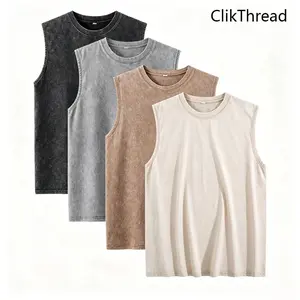 1/4 Pack Men's Oversized Tshirts Sports Vintage Heavy Cotton Tshirt Washed Loose Fit Athletic Tee Sleeveless Vest
