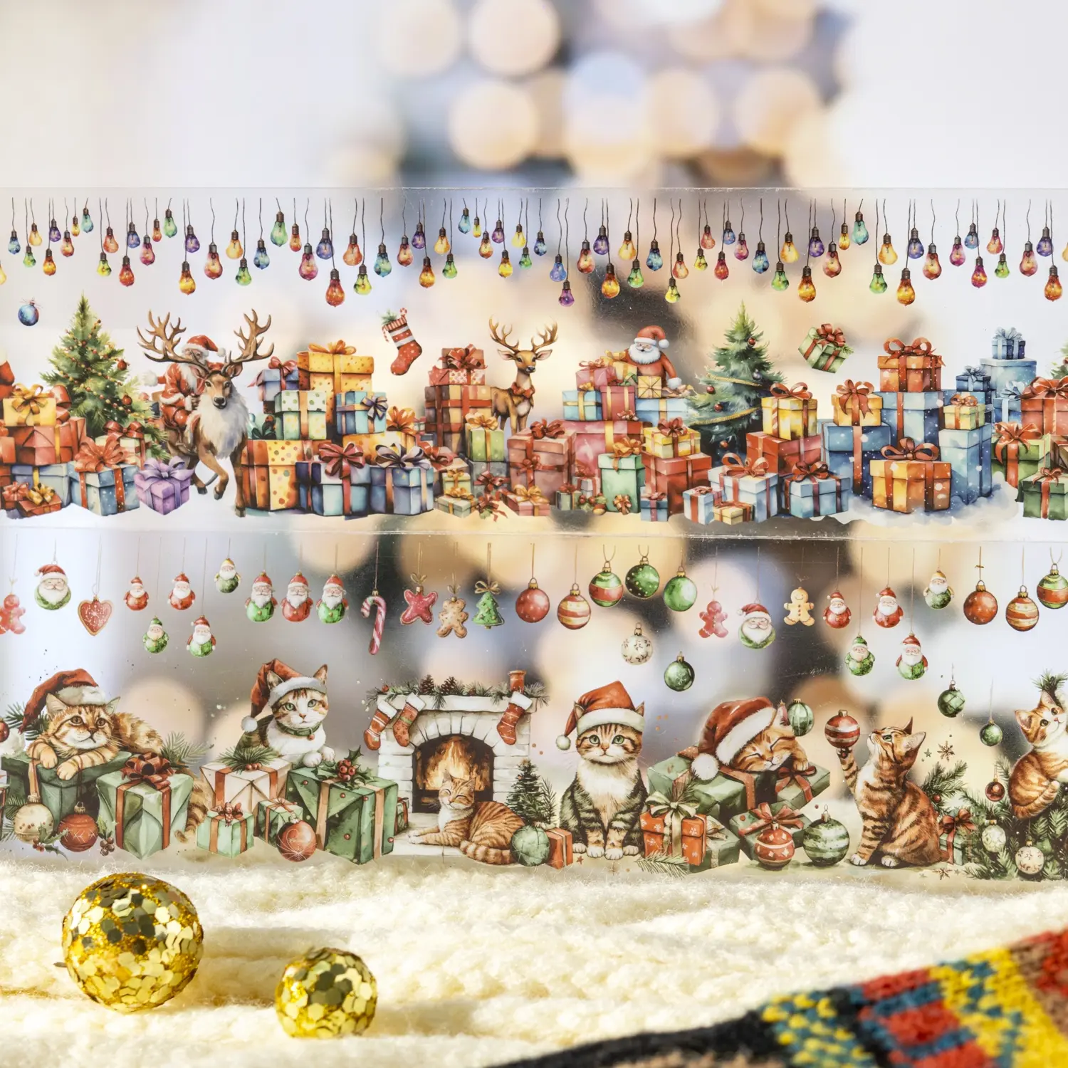 Christmas Theme Pet Tape Roll, Decorative Stationery Supplies, Festive Handmade Journal Decoration, Ideal Gift for Holiday Season, Adhesive Stickers, Diy Sticker