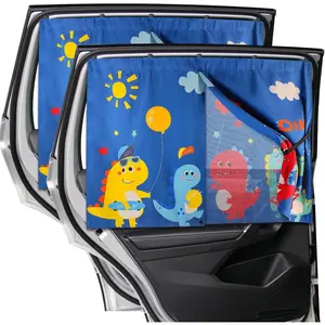 Window Shades, 2 count  Double Layer Sun Shade, Side Windows , Full Covers/Half Shade Options, Cute Dinosaurs, Compatible with , SUV, Minivan